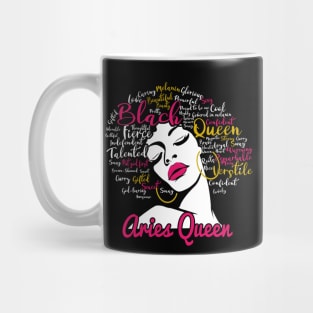 Aries Queen Funny Birthday Gift for Black Women Girl Mug